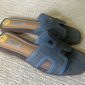 Steven by Steve Madden Textured Blue Women's Sandals